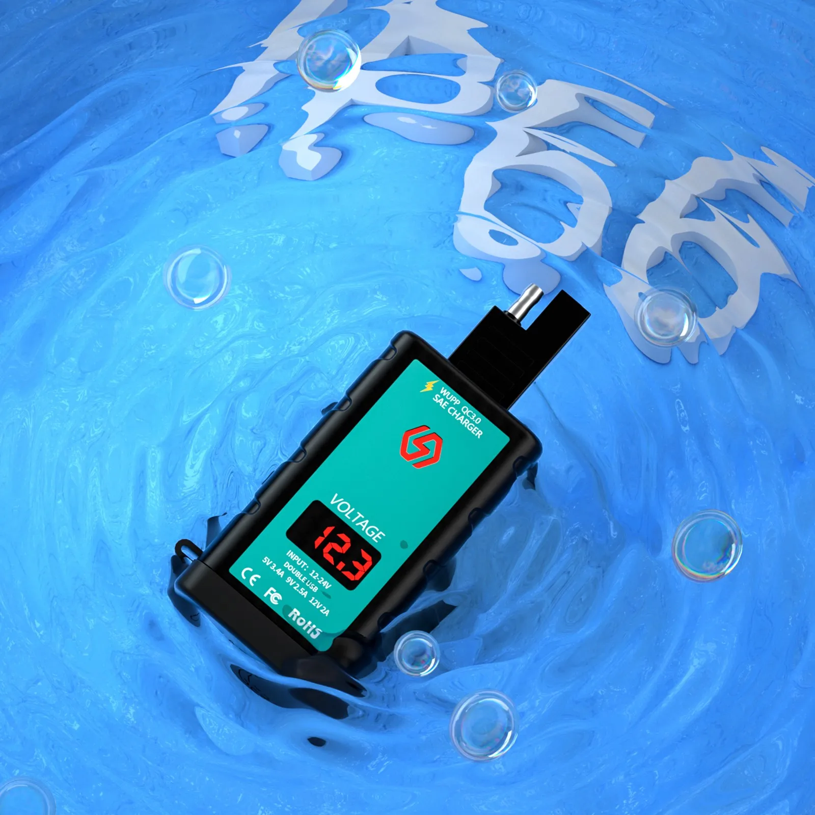 

Быстрое зарядное устройство для мотоцикла SAE к USB QC3.0 Тип C PD с дисплеем напряжения для квадроцикла, прямоугольное быстрое зарядное устройств...