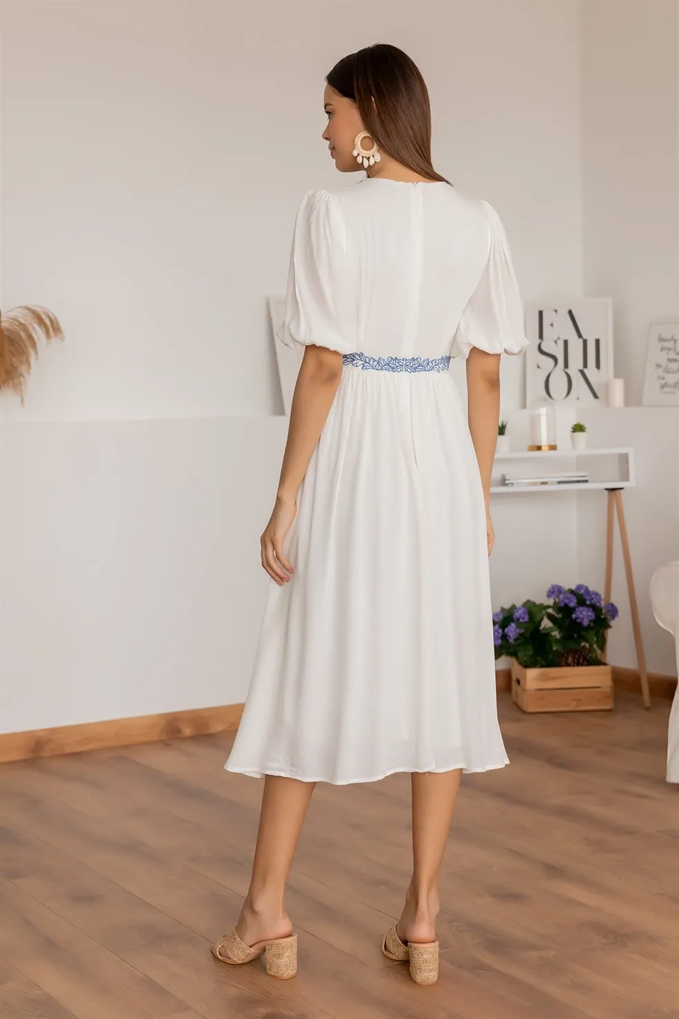 

Flakes Processing Lined Dress-ECRU