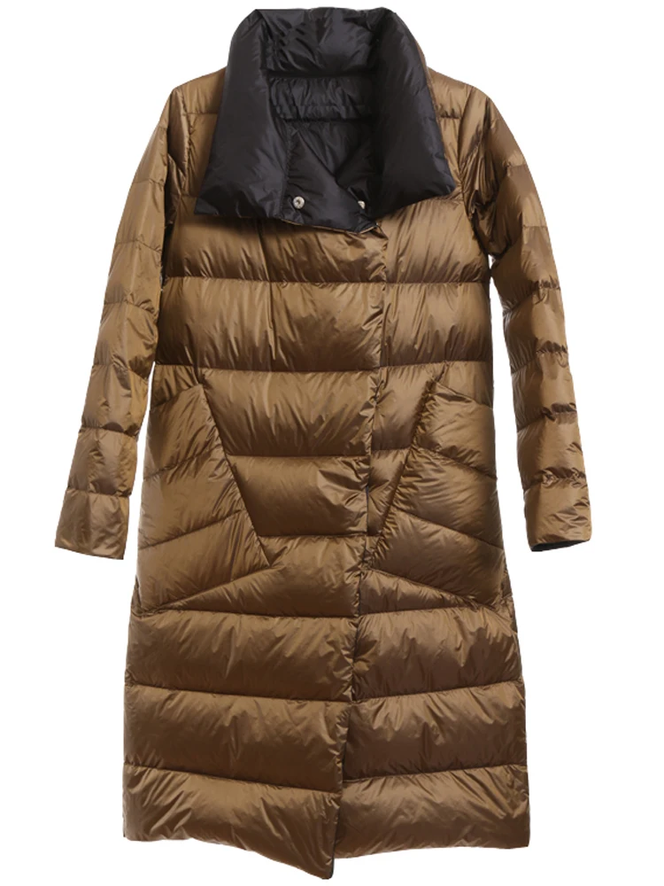 FTLZZ зимняя двухсторонняя тонкая куртка пальто женская однобортная парка