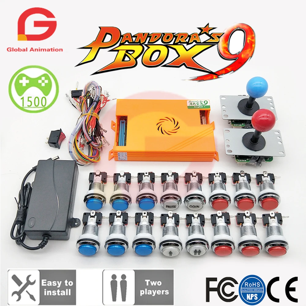 2 игрока оригинальный Pandora Box 9 комплект копия SANWA Джойстик хромированная LED Кнопка