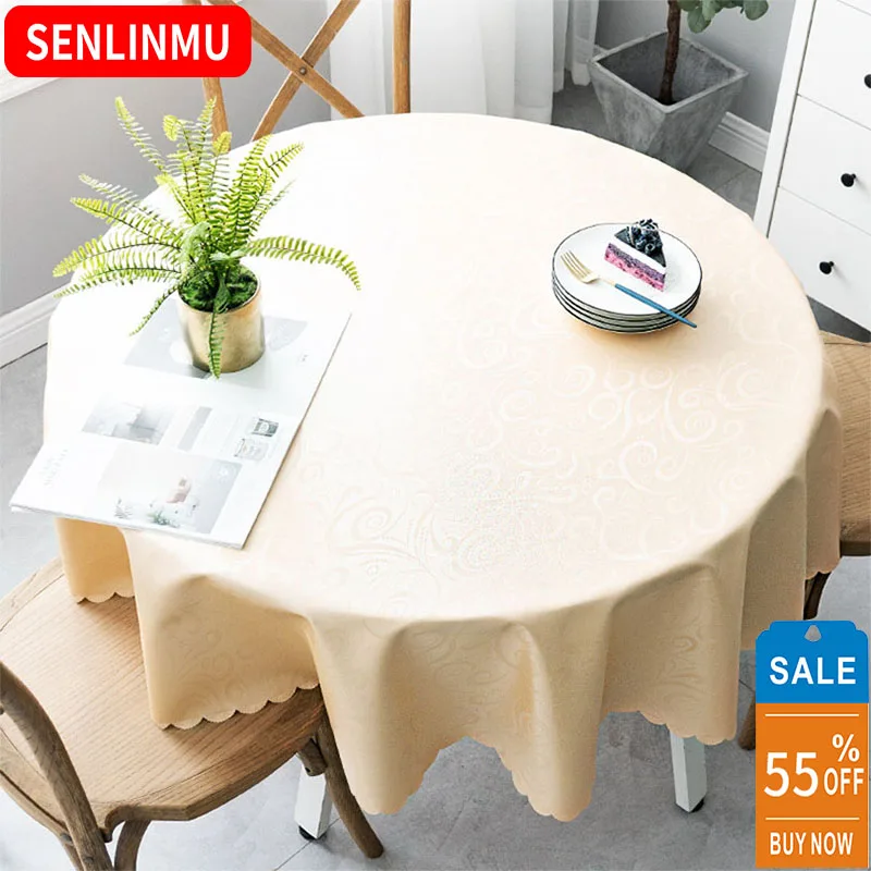 

Round Table Cloth Waterproof Solid Dining Table Cover Kitchen Wedding Party Banquet Table Decoration Large Tablecloth for Hotel