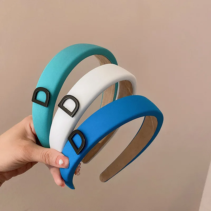 

Korean Simple Letter D Pattern Headband Temperament Sponge Hair Accessories Candy Color Fashion Hairbands for Women