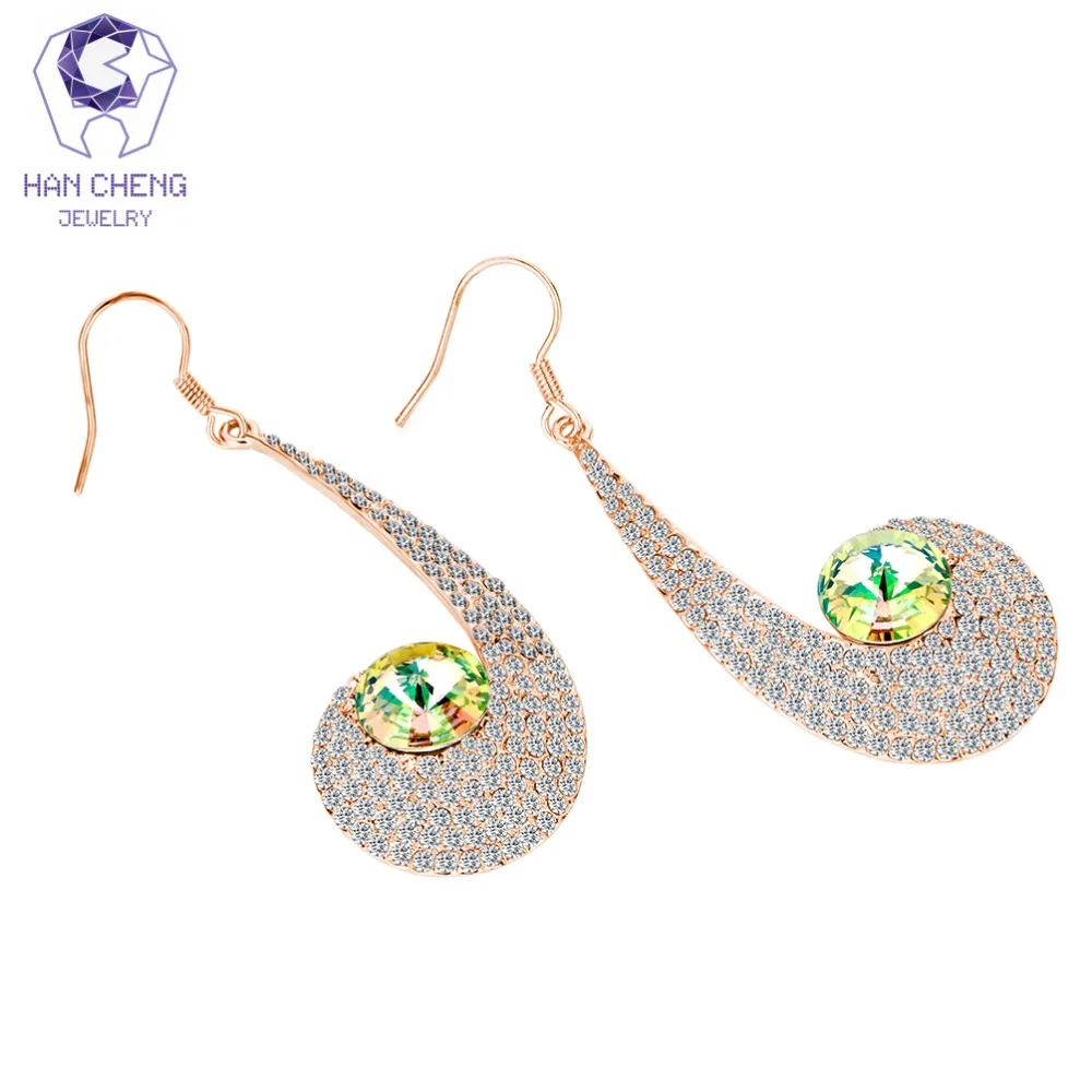 Женские Висячие серьги HanCheng с золотым крючком Длинные Серьги драгоценными