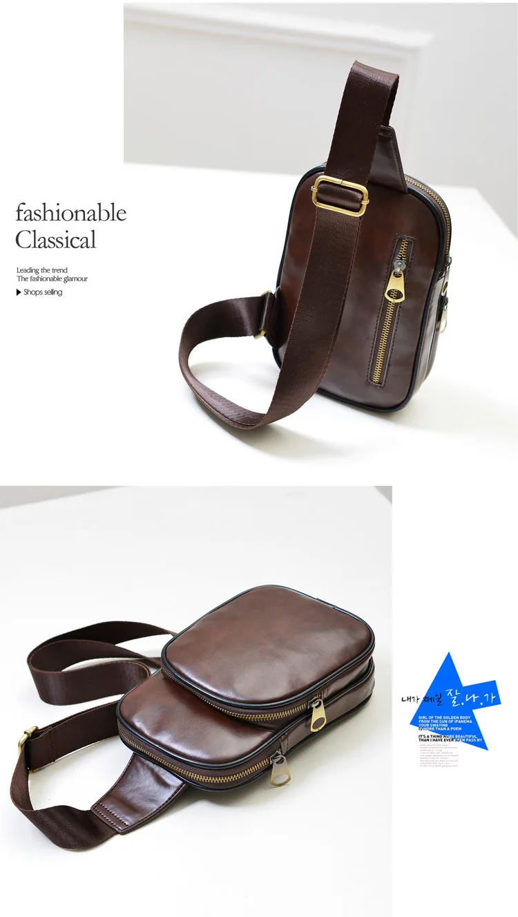 

2019 New PU Leather Men's Chest Bag Fashion Leisure Retro One Shoulder Slant Straddle Bag Men's Bag
