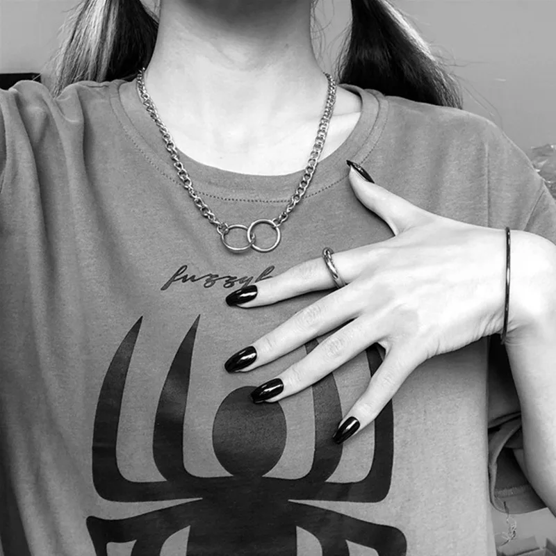 Ожерелье из титановой стали для мужчин и женщин модная Двусторонняя цепь в стиле