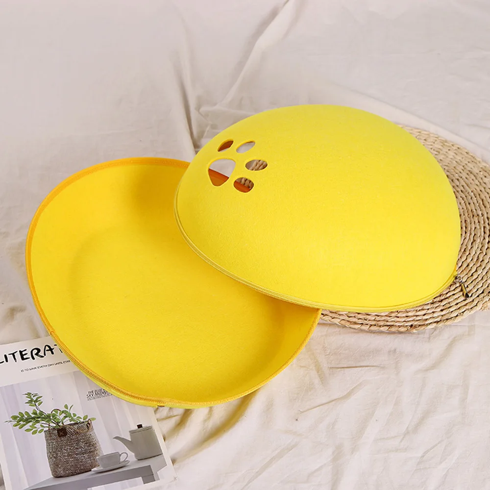 Кота собаки кровать пещера спальный мешок на молнии яйцо Форма войлочную ткань