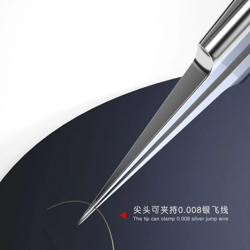 

Stainless Steel Precision Ultra-Sharp Jump Line Maintenance Tweezers With Tooth For iPhone Motherboard Copper Wire Repair Tool