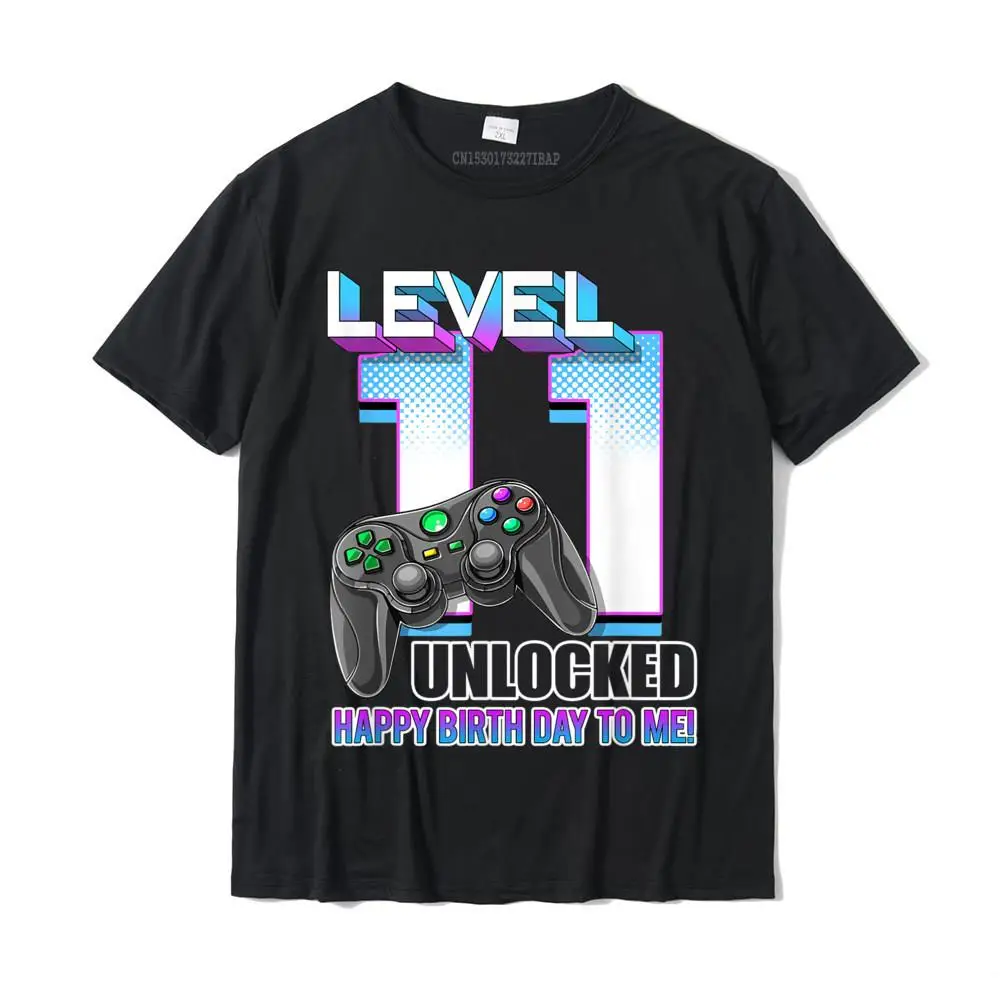 Boys Level 11 Unlocked Funny Video Gamer 11th Birthday Gift T-Shirt T Shirt Tops & Tees Oversized Cotton Hip Hop Comfortable Men