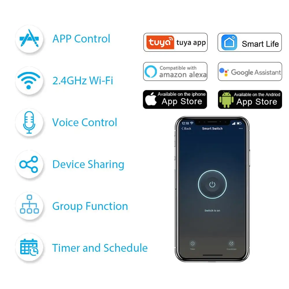2 Gang переключатель Wi-Fi DIY релейный модуль Tuya Smart освещение работает с Google Home Alexa