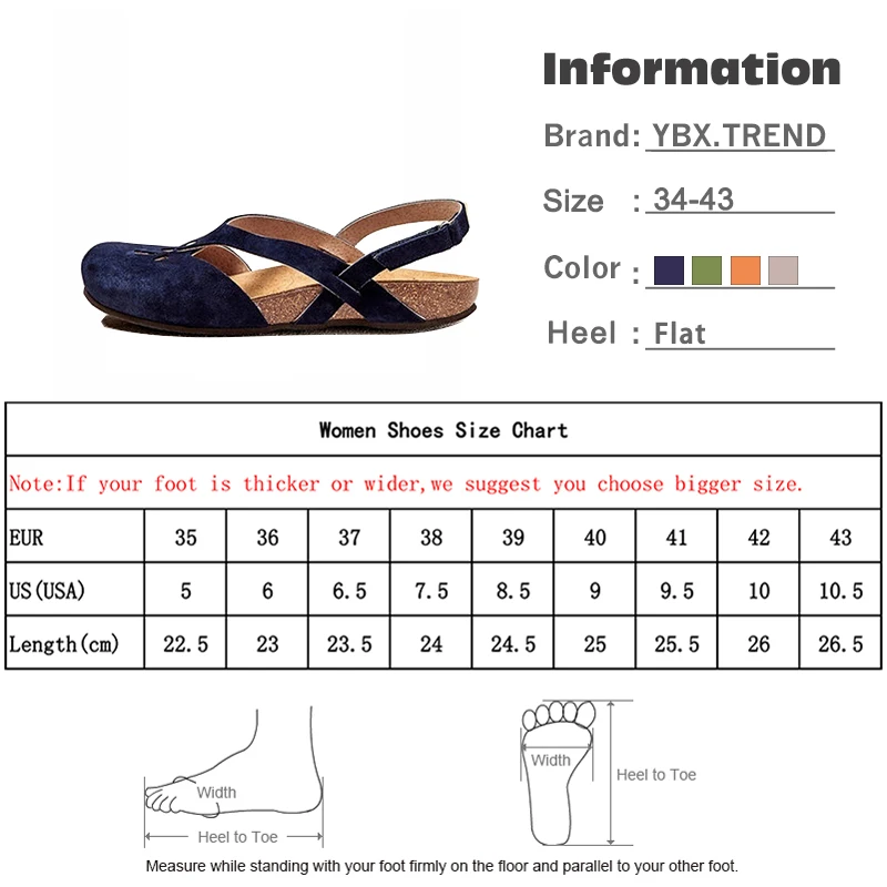 

Women's Sandals Summer Shoes Flat Shoe Hoop&loop Cover Toe Beach Sandalias Female Comfort Ladies Footwear 2020 New Plus Size 43