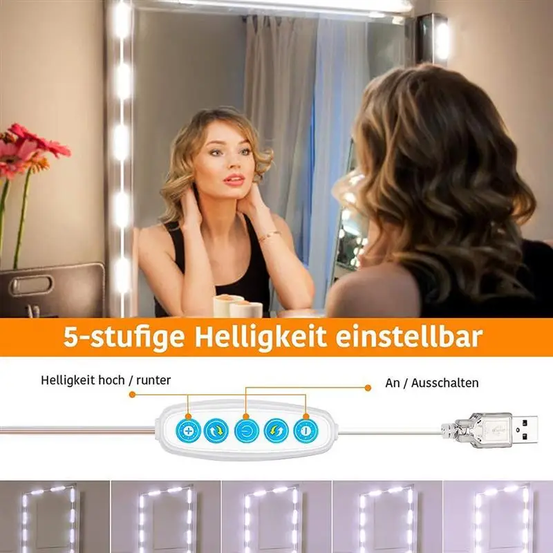 

Upgraded Hollywood Style Vanity Mirror Lights Kit Dimmable 45-LEDs Bulbs with 5 Color Modes for Makeup Dressing Table Bathroom