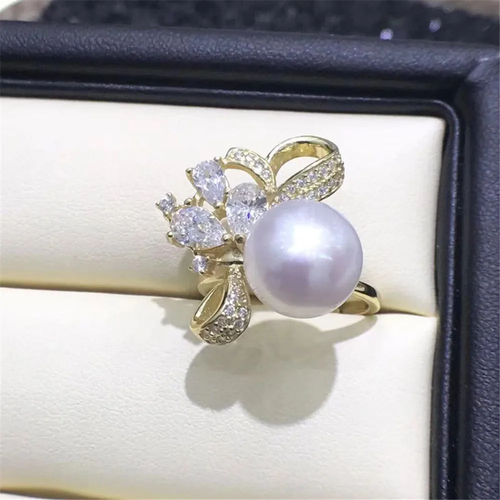 

Classic Rings Resizable Design Rings Base 925 Silver Pearl Rings Settings Women DIY Pearl Rings Accessory No Pearl
