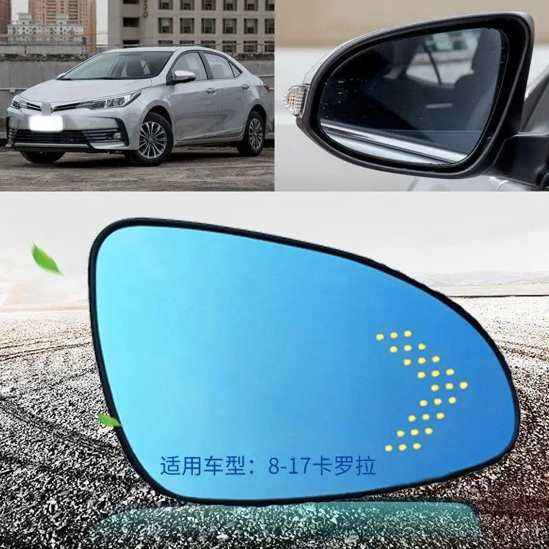 

Blue mirror For Toyota Corolla Car Rearview Mirror Glare Proof Blue Glasses Led Lamp Heated turn single lamp