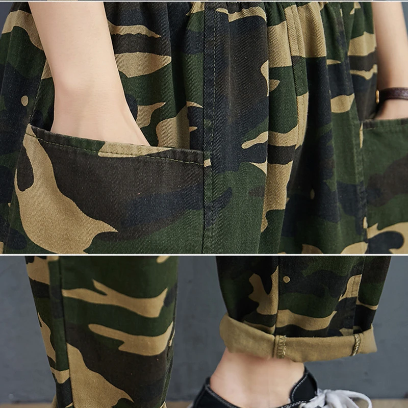 

Streetwear Fashion Camouflage Harem Pants for Women Harajuku Loose High Waist Army Camo Punk Sweatpants Women Capris Trousers