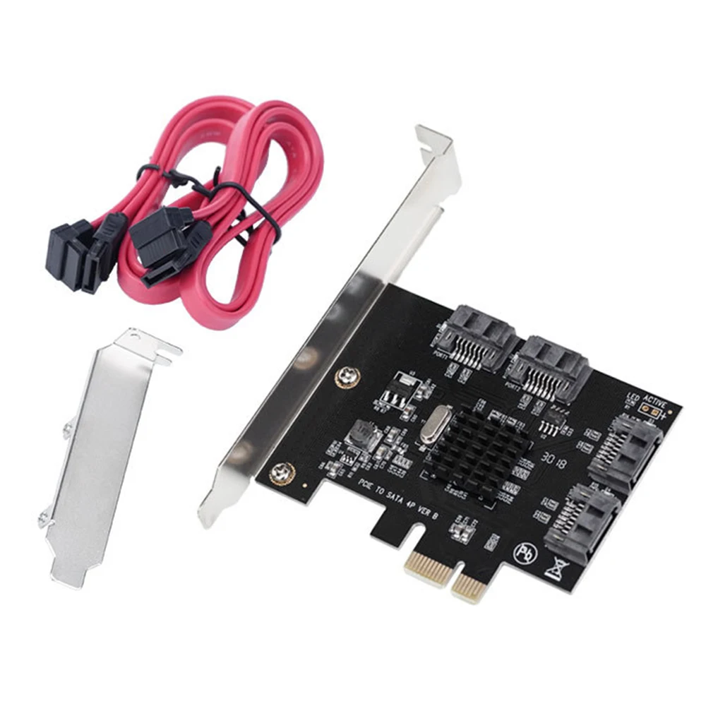 

SATA Expansion Card PCI-E to SATA3.0 Riser Card with PCI Express X4 X8 X16 Desktop 4 Port Hard Disk Expansion Card