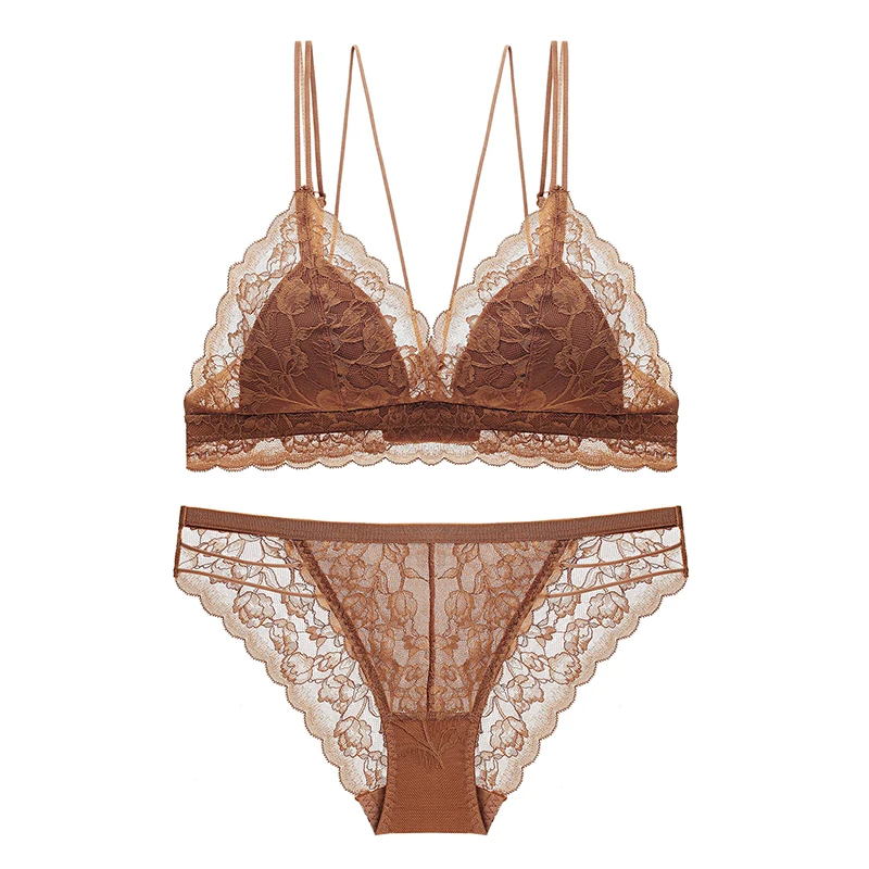 Кружевной бюстгальтер с тонкой подкладкой треугольный бандажный беспроводной