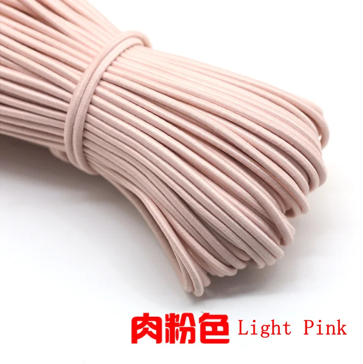 Light Pink 10 м/лот, 24 цвета, высокое качество, 3 мм, цветная круглая эластичная повязка, резиновая эластичная веревка, ювелирные браслеты, веревка для улицы, веревка, E-2 - Цвет: Light Pink