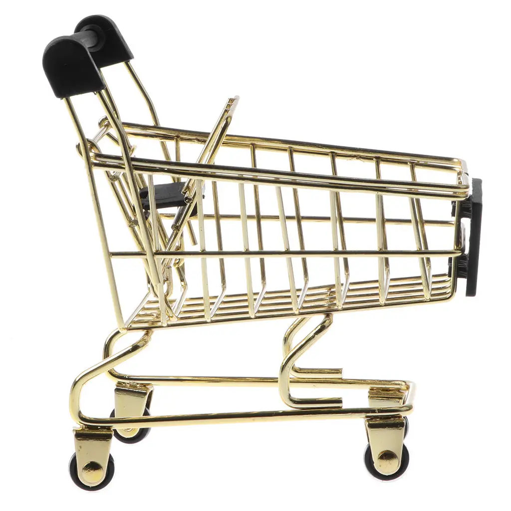 

Mini Metal Shopping Cart Salesman Sample Kids Pretend Play Toy - Rose Gold