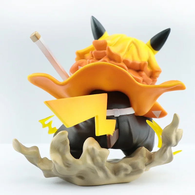 Аниме-фигурка рассекающая демонов 10 см Agatsuma Zenitsu Pikachu модель для косплея кукла