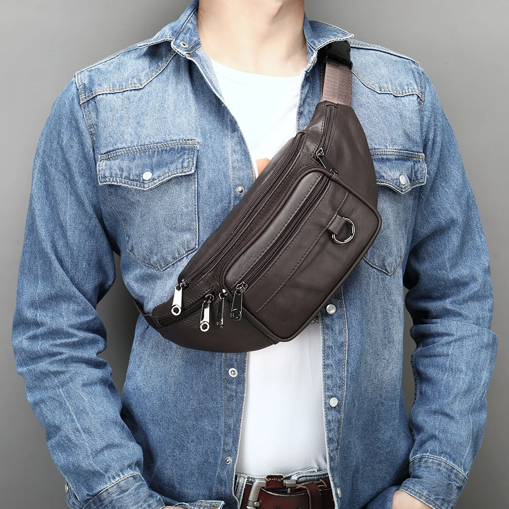 

Fanny Pack For Men Luxury Genuine Leather Mens Fanny Pack Crossbody Small Travel Waist Pouch Bag For Men Belt Bag Waterpoof