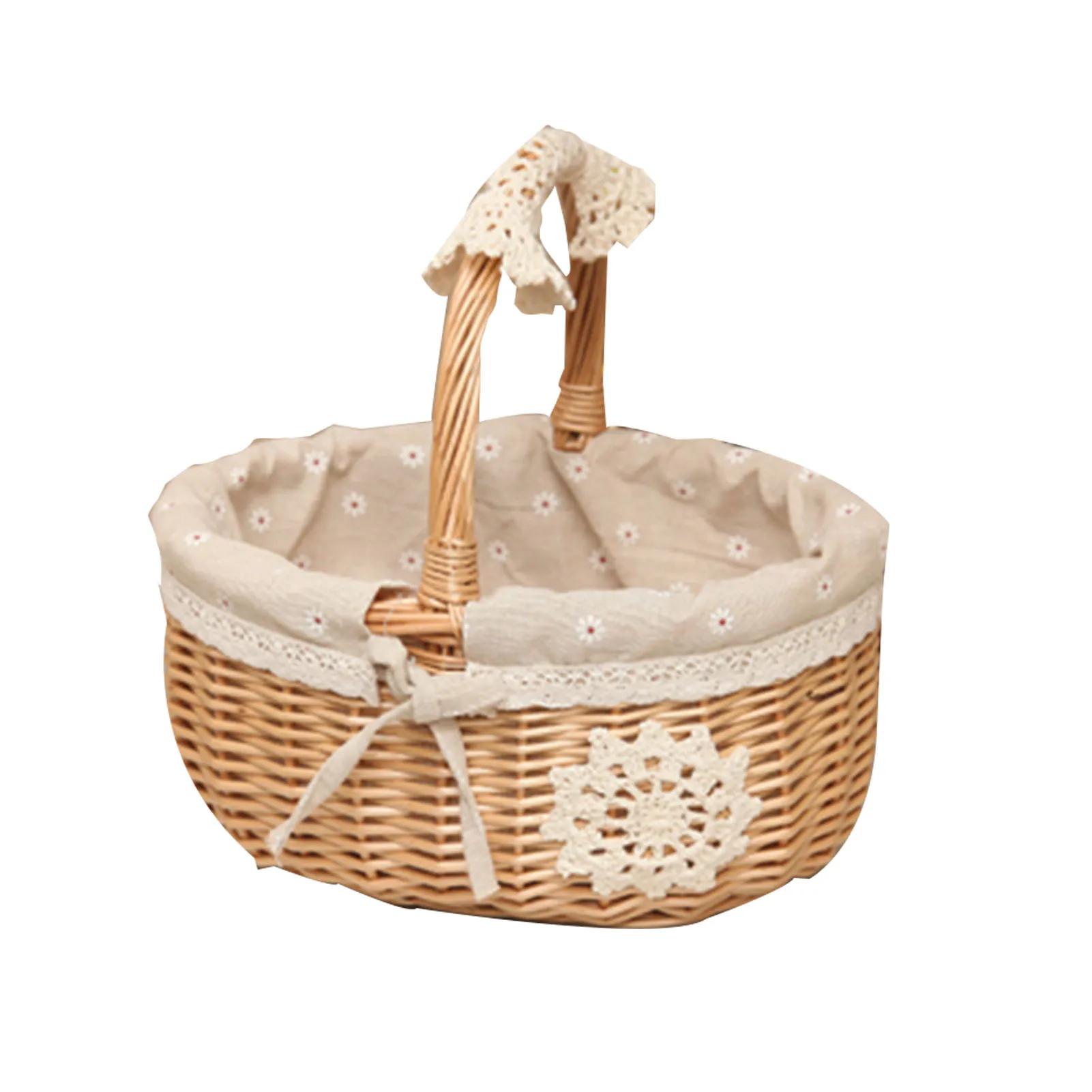 

Storage Basket Food Basket Rattan Wicker Egg Basket Portable Gift Picnic Fruit Small Woven Bamboo Folwer Basket Home Organizer