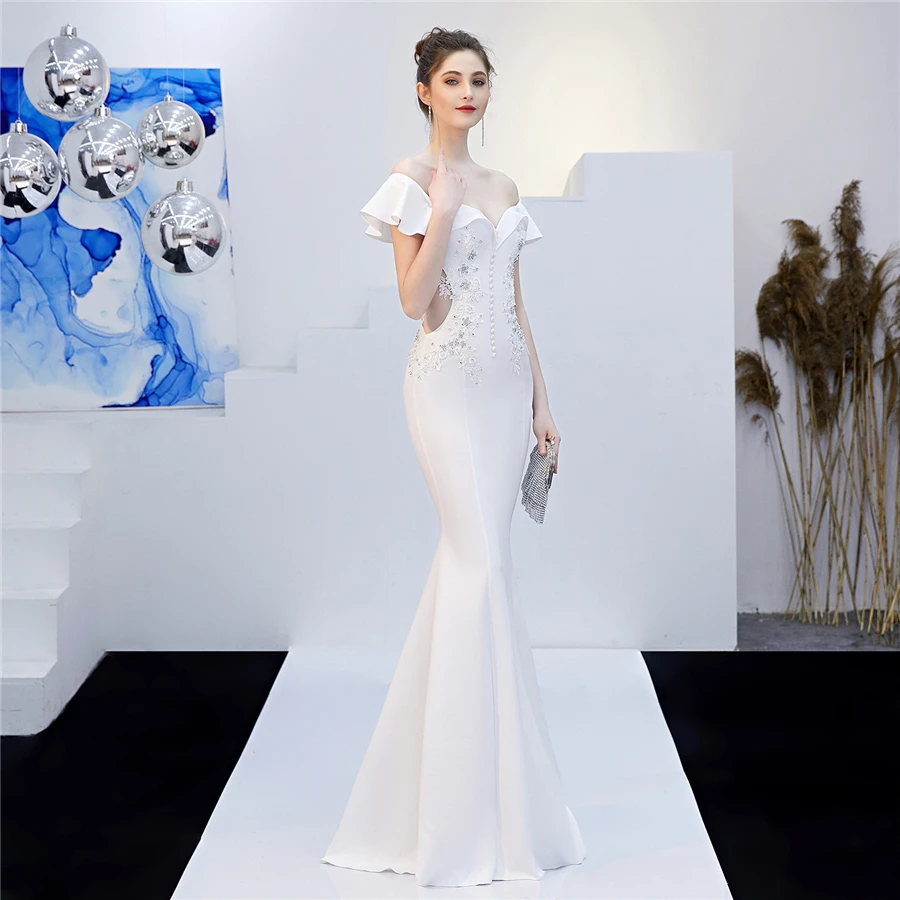 Однотонное вечернее платье DX265 It's Yiiya Короткий рукав Вырез лодочкой Robe De Soiree С