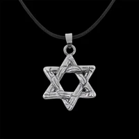 retro hollow triangle five pointed star necklace leather rope good friend metal pendant party gift necklace men and women chain