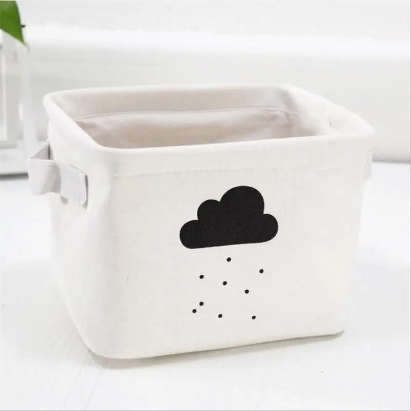 VIERUODIS Creative Desktop Debris Storage Basket Canvas Wardrobe Toy Underwear Storage Basket Bathroom Cosmetics Finishing Baske