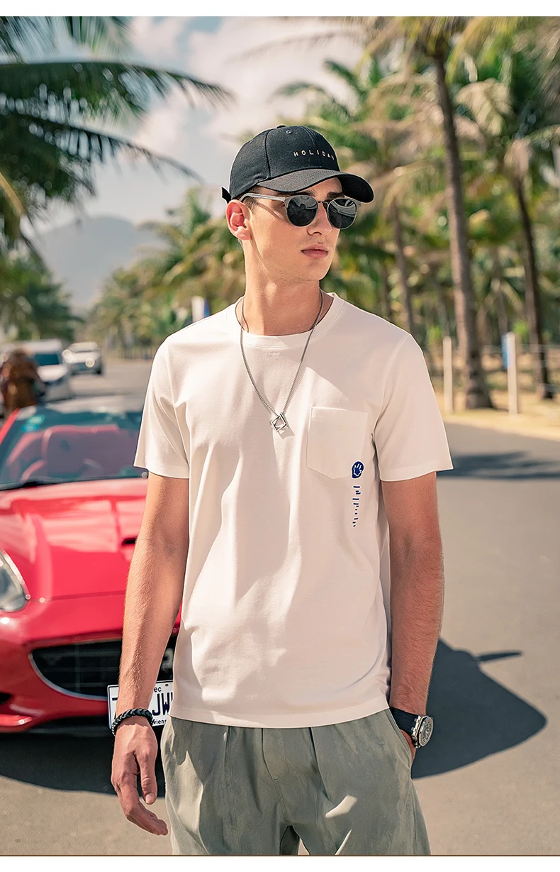 

2376 креативная вышивка с надписью, рукав до локтя, украшение с молодежным карманом, футболка с коротким рукавом