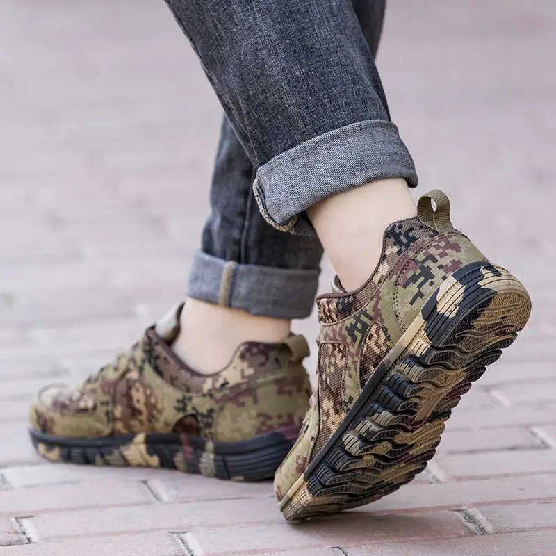 Desert jungle digital camouflage men's military training running anti-skid sports wear-resistant breathable traininghiking shoes