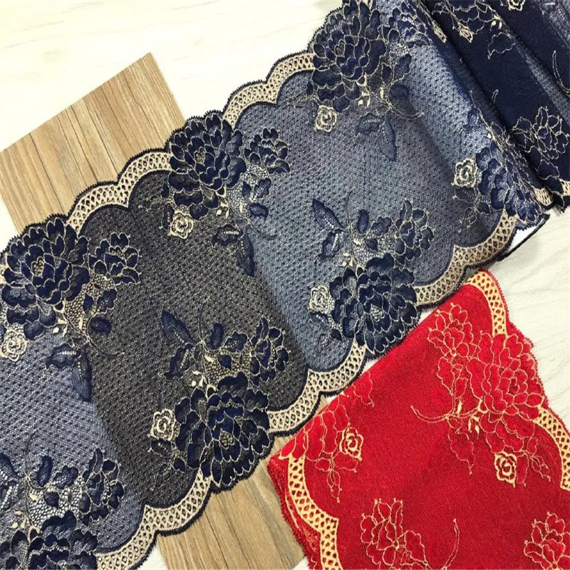 Темно-синяя эластичная кружевная отделка для одежды сделай сам швейные поделки