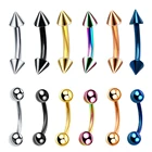 10 шт.лот кольцо для бровей из нержавеющей стали с шипами и шариками изогнутые колокольчики для пирсинга бровей Пирсинг бар ювелирные изделия для тела Спираль пирсинг кольцо 16G