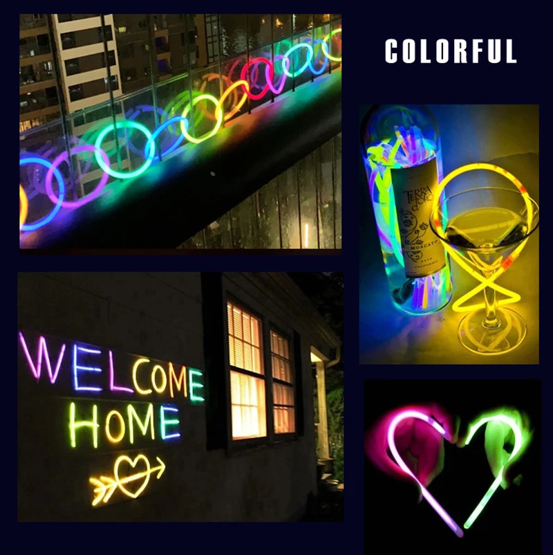 

50/100Pc Party Fluorescence Light Glow Sticks Bracelets Necklaces Neon For Wedding Party Glow Stick Bright colourful Party decor