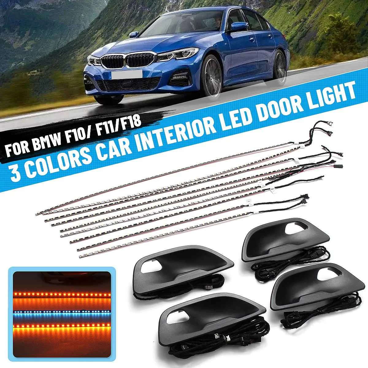 

Car Interior Decorative Led Ambient Door Light Stripes Atmosphere Light With 2 Colors For BMW 5 Series For BMW F10/ F11/F18
