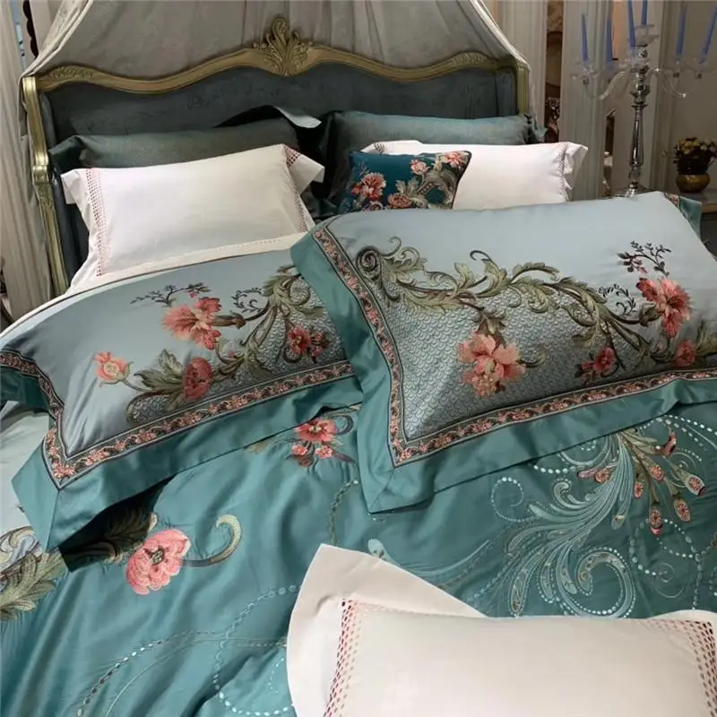 Роскошный зеленый сатиновый Комплект постельного белья 1000TC из египетского