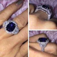 fashionable romantic 3 38 carat sapphire engagement wedding bride love ring size 6 11