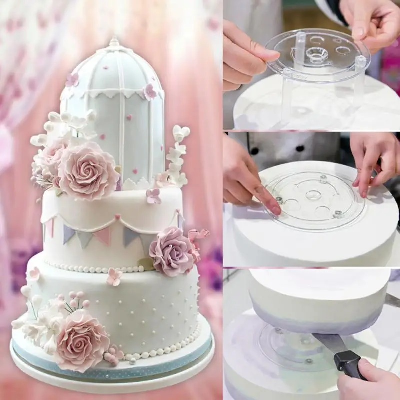 

Clear Cake Support Frame Set Practical Cake Stand Round Cake Dessert Support Spacer Piling Bracket Cake Tool 4/6/8/10/12inch