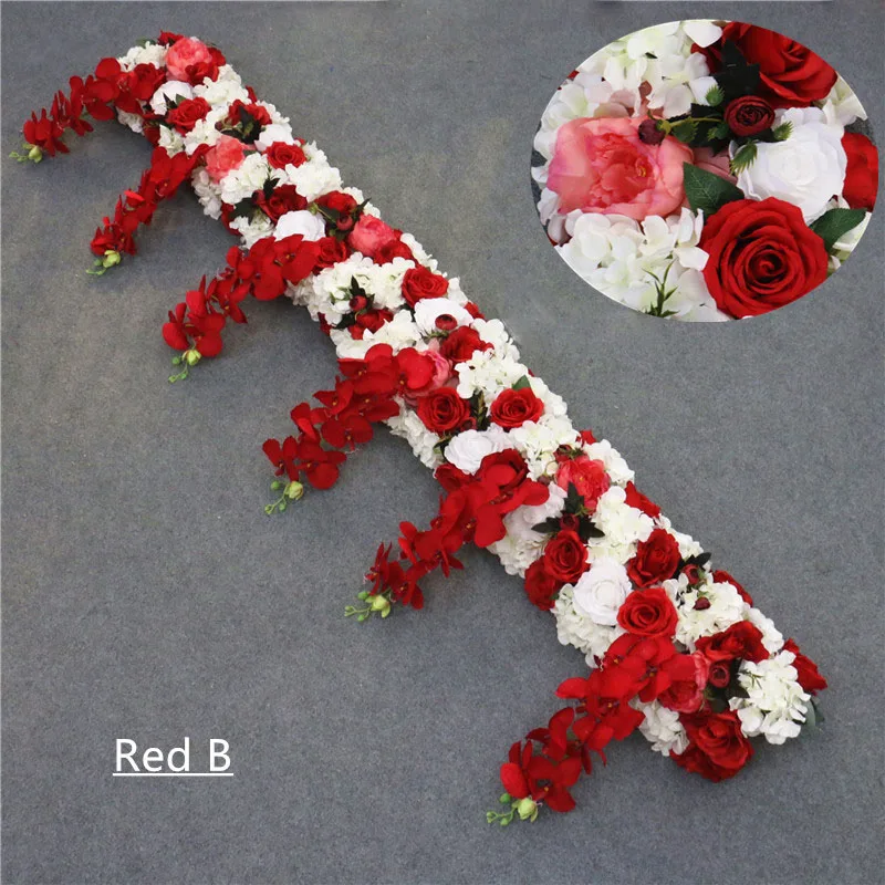 Red B 1 м/2 м искусственные цветы, орхидеи, Декор строк, вечерние, свадебные декорации, железный Стенд АРКА, дорога, свинец, Глициния, роза, пион, Орхидея, ряд - Цвет: Red B