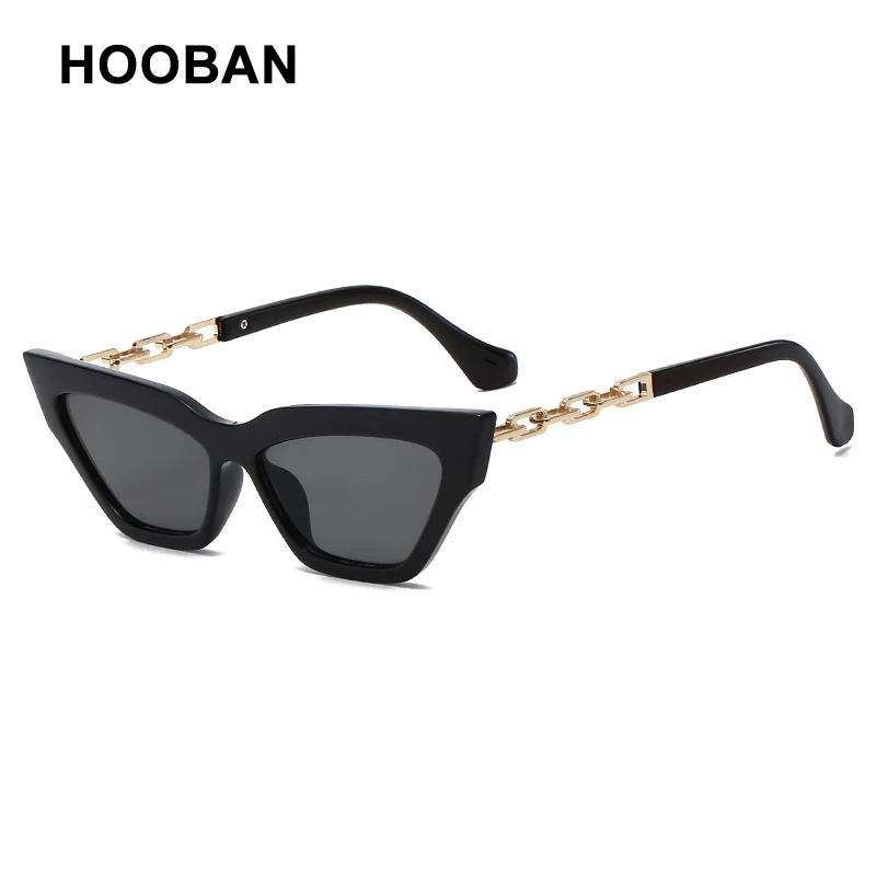 

HOOBAN Classic Cat Eye Sunglasses Women Brand Designer Necklace Metal Frame Sun Glasses Ladies Luxury Outdoor Eyeglasses UV400
