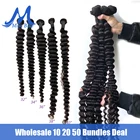 Опт бразильские пряди наращивание волос пряди волос глубокая волна 10 20 50 пряди 100% вьющиеся человеческих волос 30 32 38 дюймов Remy пряди человеческих волос для наращивания