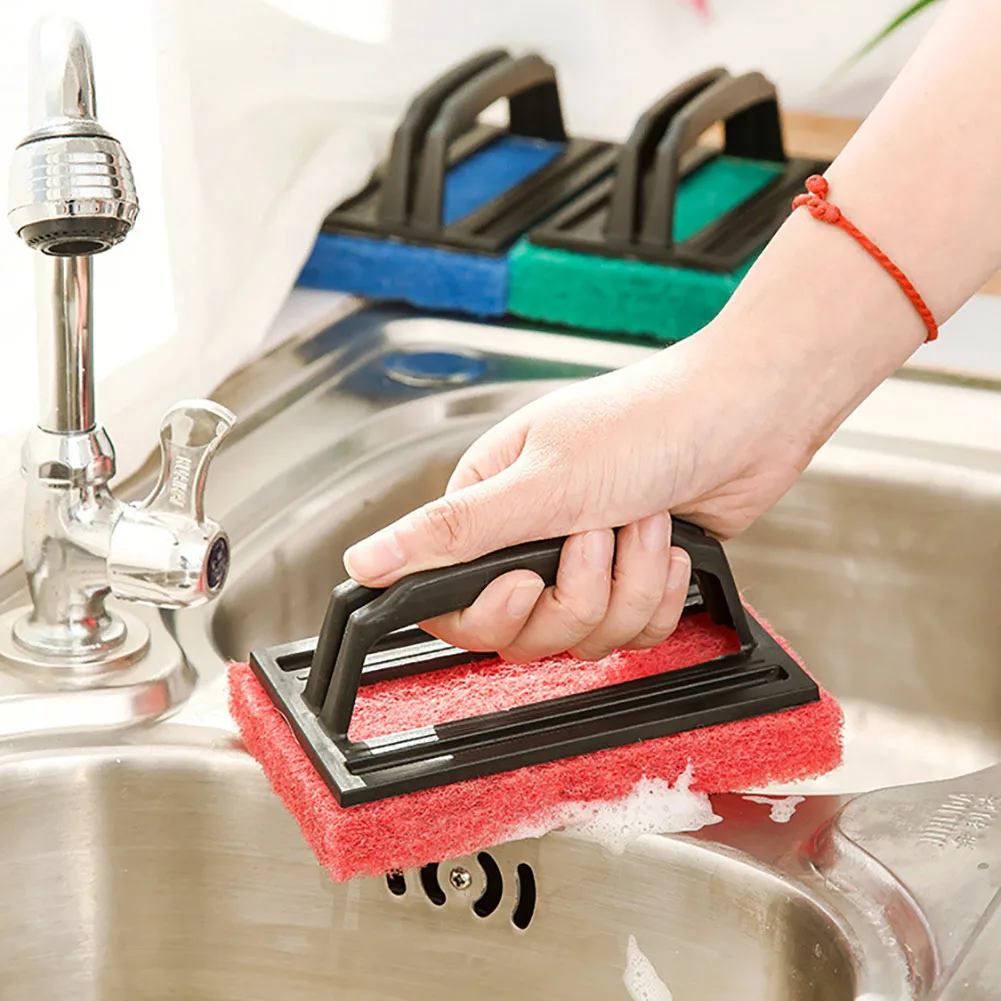 

Kitchen Cleaning Bathroom Toilet Kitchen Glass Wall Cleaning Bath Brush Plastic Handle Sponge Bath Bottom