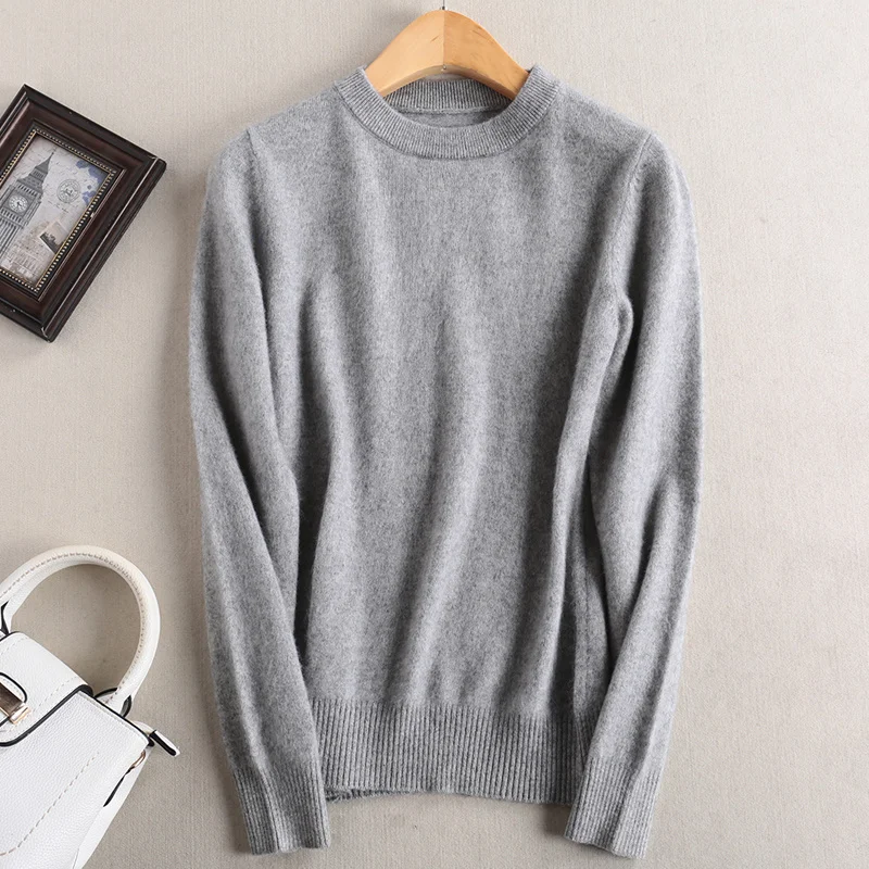 

Women Sweater 100% Pure Mink Cashmere Knitting Soft Pullovers Winter 10Colors O-neck Ladies Jumpers Woman Sweaters Clothes