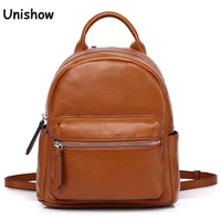 unishow genuine leather women backpack small lady leather bagpack brand designer women leather backpack travel backpack bag