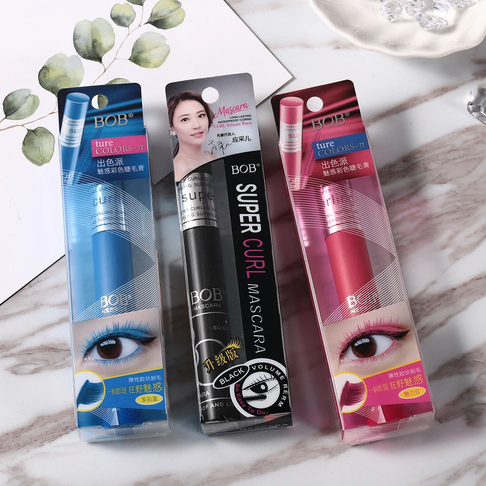 Цветная тушь для ресниц BOB красного синего и черного цвета прочная водостойкая