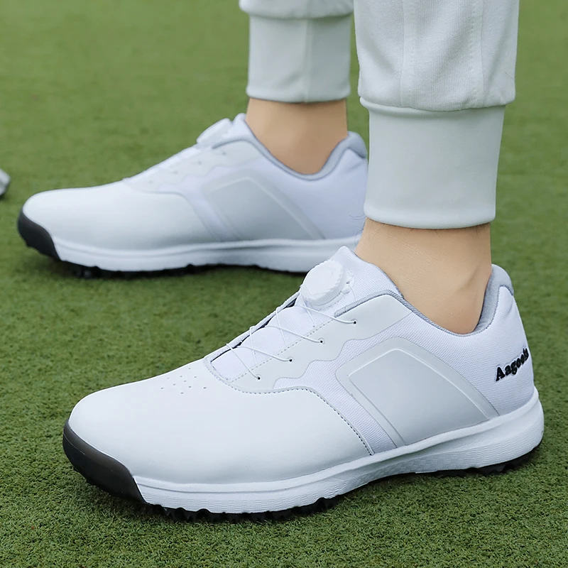 39-47 New Golf Shoes Men Sports Shoes Waterproof Knobs Buckle Training Sneakers Plus Size