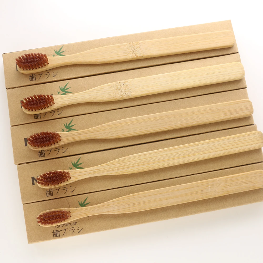 5 упаковок Бамбуковая зубная щетка деревянная для взрослых с мягкой щетиной и