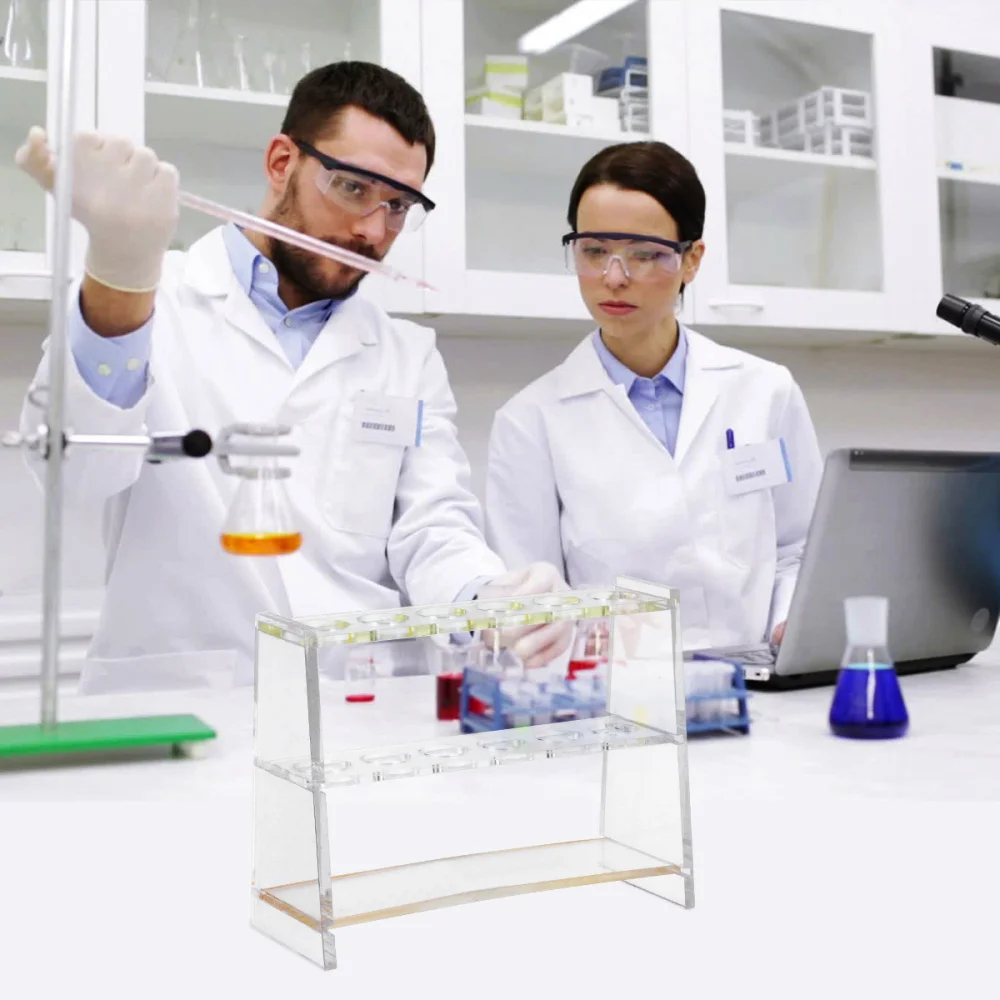 

1pcs Transparent Durable Test Tube Rack Use For 6pcs 10ml Test Tube Detachable Pipe Stand Holder School Laboratory Supplies