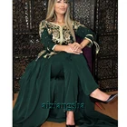 Aixiangsha зеленый марокканский кафтан вечернее платье, платье с расширенным съемным подолом, пояс с золотистой отделкой платье знаменитости De Soiree вечерние платья