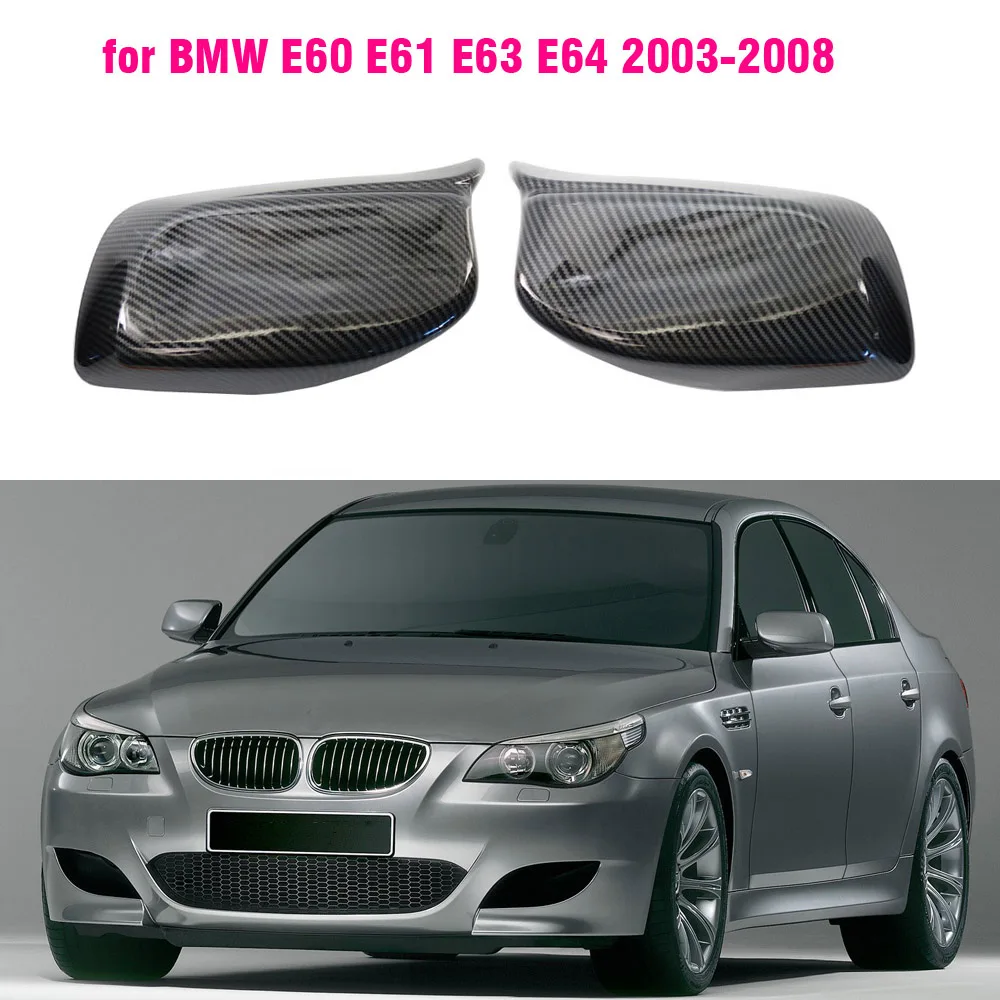 Rearview Mirror Cover Cap Carbon Fiber / Black for BMW 5 Series E60 E61 E63 E64 2004-2008 520i 525i 528i 528xi 530i