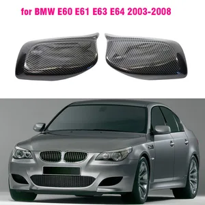 rearview mirror cover cap carbon fiber black for bmw 5 series e60 e61 e63 e64 2004 2008 520i 525i 528i 528xi 530i free global shipping